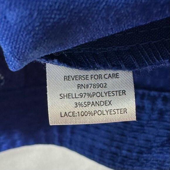 Merin London Jacket Womens Size L Lace Trim Textured Trucker Button Front Blue - Picture 8 of 11